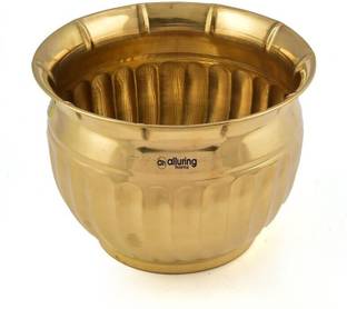 Alluring Homz Decorative Round Brass Planter Flower Pot Plant Container Set( 6" X 5" ) Plant Container Set