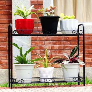 डी&वी इंजीनियरिंग 2-Tier Easy-to-Assemble Metal Plant Stand Rack | Flower Pot Display Shelf प्लांट कंटेनर सेट