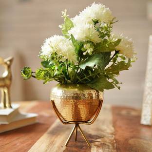 BEHOMA Mini Hammered Bud Planter for Home Decor, Golden, Small (Plants not Included) Plant Container Set
