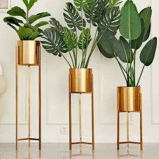 Bee Creative "Elevate Your Home Decor with a Chic and Stylish Golden Stand" Plant Container Set