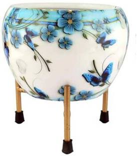 SHM Beautifully Design Metal Desk Pot With Stand (Metal) Plant Container Set