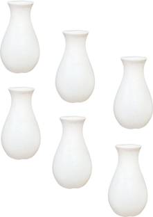 Garden's Need 6-Inch (15.24 cm) Lucky Flower Pot | Round Shape, Set of 6, White Plant Container Set