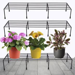 D&V ENGINEERING by D&V ENGINEERING Metal Pot Stand, Flower Plant Stand for Balcony, Black, 74 cm Wide - Set of 2 Plant Container Set