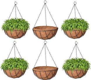 Oshi Greens Metal hanging Coir planters 8 inches size Plant Container Set