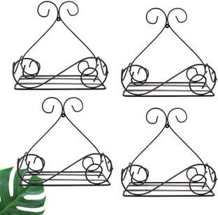 Green Gardenia Metal Wall Mount stand for Indoor Plants Set of 4, Galvanized Iron Bucket(Black) Plant Container Set