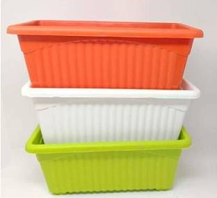 Ramanuj 14" Garden Essential Plastic Jupiter Pots for Home,Window Display,vegetable tray Plant Container Set