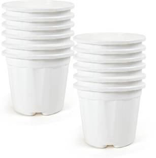 YK PLASTICS 8inch-np-white-12,Flower pot for gardening use Plant Container Set