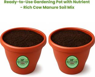 PRAKRUTIVARDHAN Ready-to-Use Gardening Pot with Nutrient Cow Manure Soil (H16XD20)Cm (2-pot) Plant Container Set
