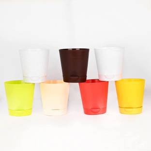 Pots & Plants Self Watering Pots Planter for Plants (Round, Set of 4) (6 Inch) Plant Container Set