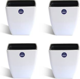KWEL Daisy Self Watering Flower pot 5” Indoor Balcony Flower Pot Pack of 4 Plant Container Set
