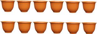 Picvel Beautiful Round Gardening Flower Pots Plastic Indoor Outdoor Plant Container Set