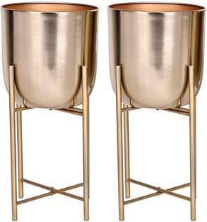 INDIAN DECORMART Decorative Pot Planters with Stand for Home Décor Plant Container Set