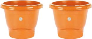 Asian Aura Heavy Duty Plastic Flower Pots for Plants – Round Garden Planters (Set of 2)" Plant Container Set