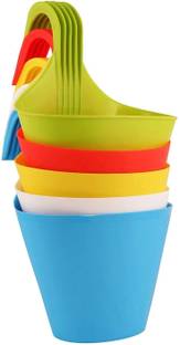 Muddstyles Home Balcony, Garden Decor Hook Pot Multicolor Plant Container Set