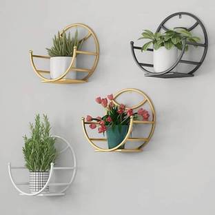 ICON CREATION Wall Mounted Hanging Planter Rack Flower Pot Stand Plant Holder (Multicolour) Plant Container Set