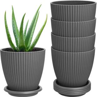 TechHark Flower pot plus tray for Home Decoration Planters, Terrace, Garden Etc Plant Container Set