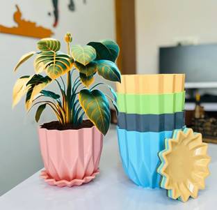 KITCHKART Smart Buy Flower pots With Tray Plant Container Set