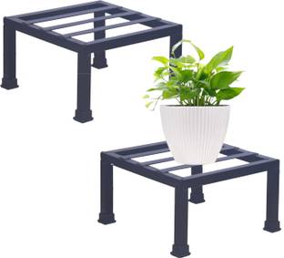 VINAMRA28 Premium Strong Square Stand For indoor and Outdoor Plants, Black - set of 2 Plant Container Set