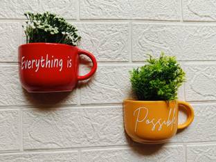 The Vintage Artefacts The Vintage Artefacts Ceramic Half cup wall planter set of two Plant Container Set