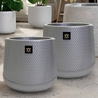 AverVera Self Watering Table Decor Pot I Indoor Planters for Home Decor I Silver Grey Plant Container Set
