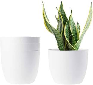 Dervino White 5 inch Eco Friendly Plastic Pots For Indoor And Balcony Gardening D?cor Plant Container Set