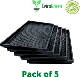 EVIROGREEN Hydroponics Tray/Paddy Tray/Wheat Grass Tray, Thick and Reusable - Pack of 5 Plant Container Set