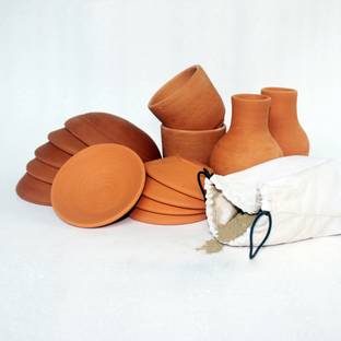 CRAFTLIPI DIY KIT Kids 2 Planter,2 Vase,5 Small Painiting Plate,5 Medium Painiting Plate Plant Container Set