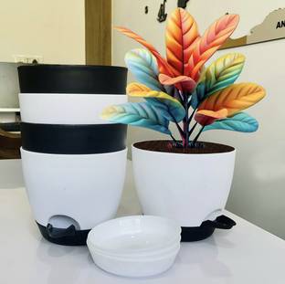 TechHark Self Watering Pots for Home & Decoration Planters Plant Container Set