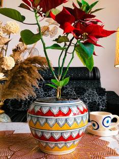 Niyara Mughal look red hand painted pot 7.5 inches Plant Container Set