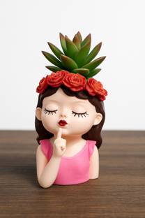 RAMSDECOR Decovings Cute Girl Planter for home, garden or office decor(Ideal for gifting) Plant Container Set