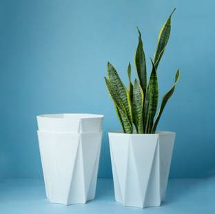 UBBISKART 10 Inch dyna pot (WHITE ,3PCS) Flower Pot for Home, Indoor & Outdoor Gamla Plant Container Set