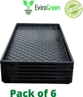 EVIROGREEN Hydroponics Tray/Paddy Tray/Wheat Grass Tray, Thick and Reusable - Pack of 6 Plant Container Set