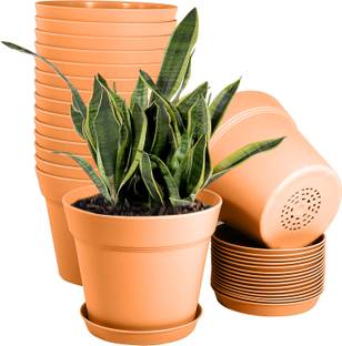 JIGSHTIAL Round Planters (Detachable Flower Pots, Balcony Pots) Plant Container Set of 5 Plastic Vase