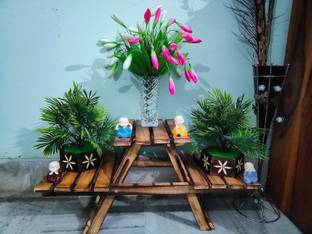 WallHeaven Wooden Folding Flower Pot Side Stand Home Decor Home Living & Bedroom Stool