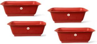 VINSHRA Terracotta Rectangular Window Planter/ Pots (20 inch)-Set of 4 Plant Container Set