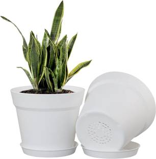 Tap2kaart 5 Pack Flower Pots Outdoor Indoor Planters with Drainage Hole and Tray Saucer Plastic Vase