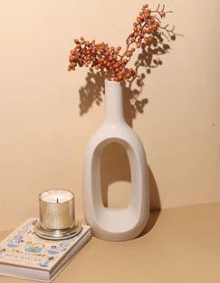Nayi Umang Ceramic white Vase Bedroom/Living Room Vase paka of 1 Plant Container Set