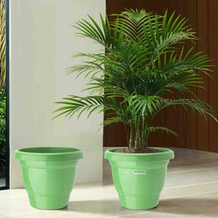 HOMESTIC by Kuber Industries (Pack of 2) 2-Layer Phooldaan Flower Pot for Home Décor (8 Inch) Green Plant Container Set