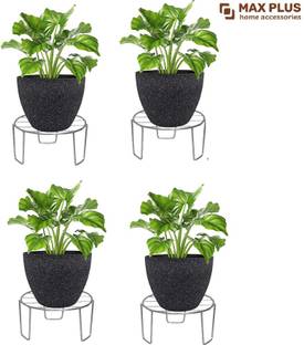Max Plus Stainless Steel/ Rust Free Pot , Gamla Stand For Balcony, Garden, (Pack Of 4) Plant Container Set