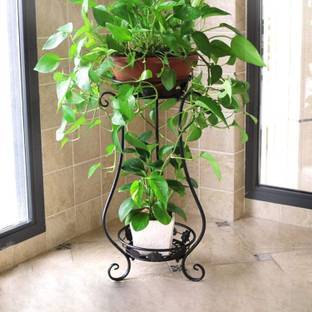 Casa Trading Double Pot Flower Pot Stand (Double Tockry Black) Plant Container Set