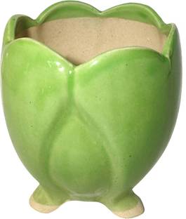 Gupta Ceramic Pot Green Lotus Size 4x5inch GH0018-01 Plant Container Set