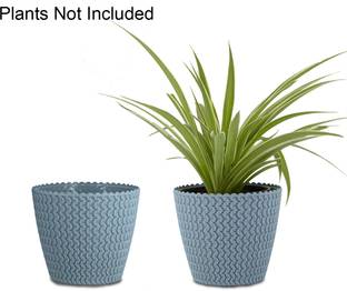 गार्डन'स नीड 7-Inch Poppy Flower Pot for Indoor & Outdoor | Round Shape, Set of 2, Light Blue प्लांट कंटेनर सेट