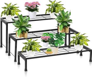 Iron Lands Elegance 3 Step Pot Stand Premium 65 cm Heavy Duty Indoor Outdoor Pot Stand Plant Container Set