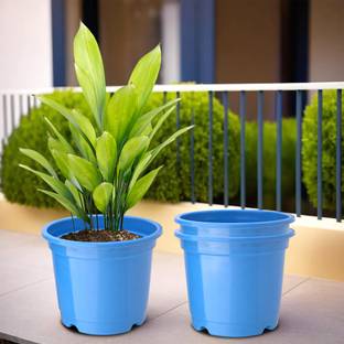 KUBER INDUSTRIES (Pack of 3) Synergy Phooldaan Flower Pot for Home Décor (8 Inch) Blue Plant Container Set