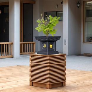 Yuccabe Italia FOXB 12 Inch Tulsi Planter Pot for Indoor | German Polymer Gamla for Pooja Plant Container Set