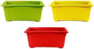 Ramanuj (Pack of 3) Jupiter Rectangular Plastic Pots for Plants, Jupiter Flower Pots for Home, Window Display, Garden ,vegetable tray 3 pc Plant Container Set