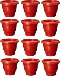 god of goods 8 Inch Round Plastic Planters for Decor Garden, indoor / outdoor, Terrace Plant Container Set
