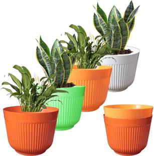 DawnRays Big Size Planters Colourful Plastic Flower Pot Durable Gamla Plant Container Set