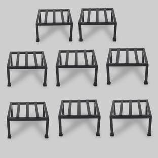 Green Gardenia Premium Strong Flower Pot / Gamla Square Stand-Black - set of 8 Plant Container Set