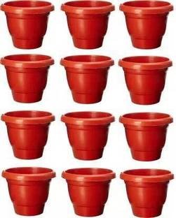 god of goods 8 Inch Round Plastic Planters for Decor Garden, indoor / outdoor, Terrace Plant Container Set